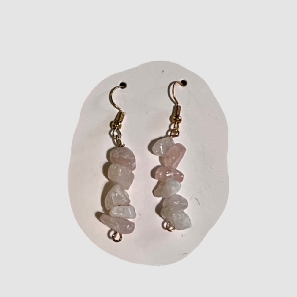 ROSE QUARTZ (gold) crystal earrings